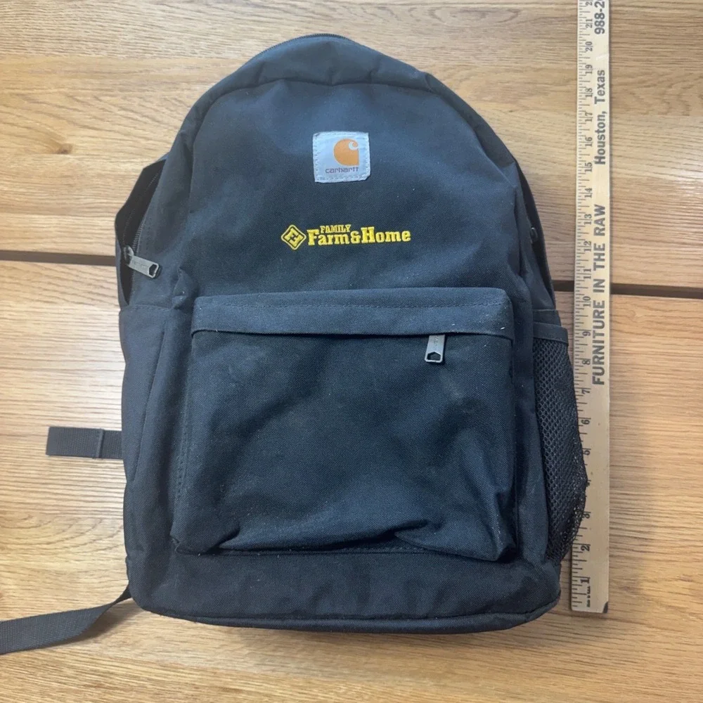 Carhartt Black Canvas Backpack Family Farm & Home Embroidered Work Bag